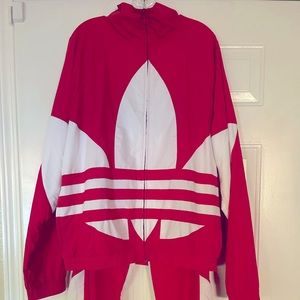 Adidas Big Trefoil Men’s Windbreaker Tracksuit Large Lush Red